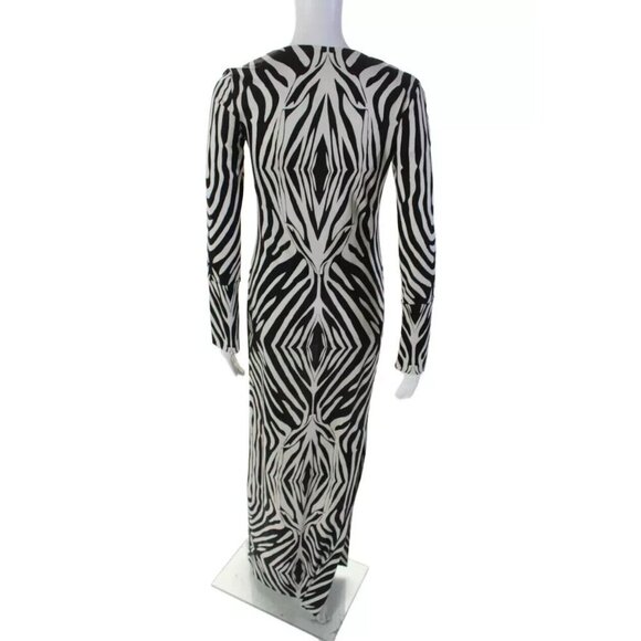 NWT Diane Von Furstenberg DVF Mazel in Zebra Black Silk Jersey Maxi Dress 0 - Picture 9 of 9